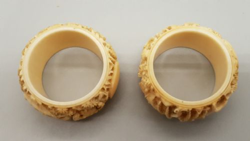 OUTSTANDING PAIR OF 19THC CHINESE IVORY CARVED NAPKIN RINGS - ADDITIONAL PHOTO 5
