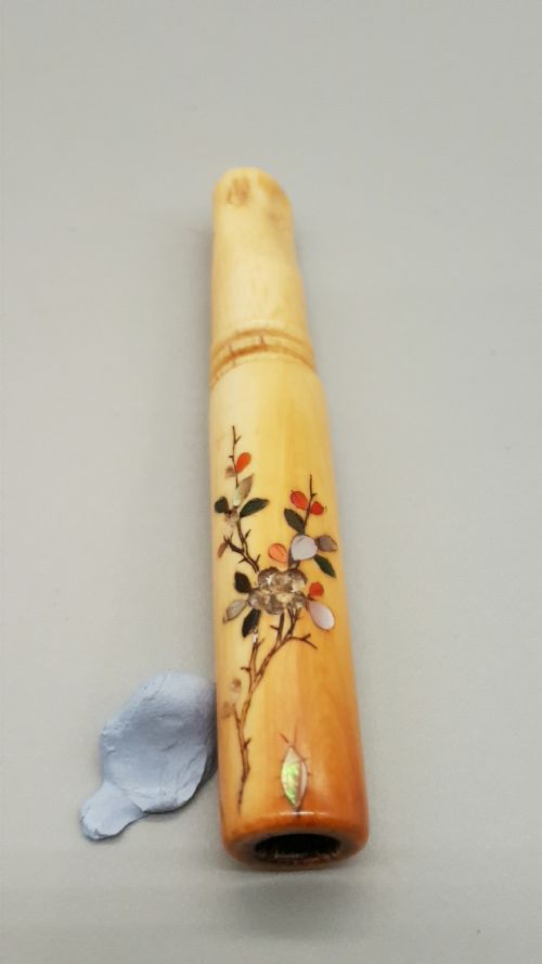 RARE JAPANESE MEIJI IVORY SHIBAYAMA CIGARETTE HOLDER - ADDITIONAL PHOTO 2
