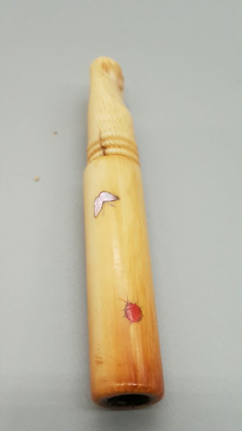 RARE JAPANESE MEIJI IVORY SHIBAYAMA CIGARETTE HOLDER - ADDITIONAL PHOTO 3