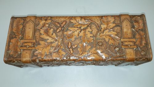 BEAUTIFUL VICTORIAN ENGLISH OAK TREEN CARVED GLOVE BOX - ADDITIONAL PHOTO 1