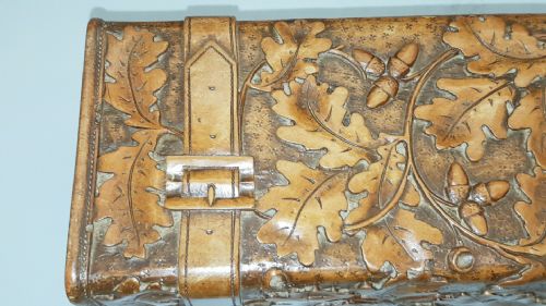 BEAUTIFUL VICTORIAN ENGLISH OAK TREEN CARVED GLOVE BOX - ADDITIONAL PHOTO 7