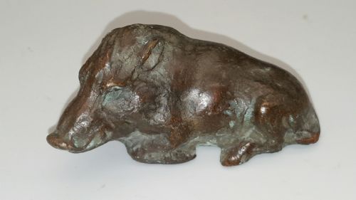nice antique meiji japanese bronze boar paperweight signed - CATEGORY: ANTIQUE METAL - DATED 19TH CENTURY