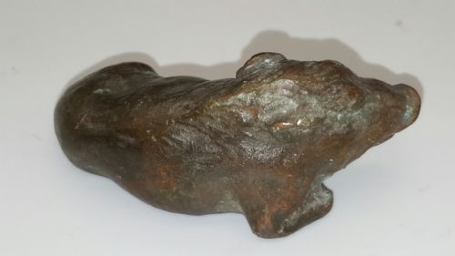 NICE ANTIQUE MEIJI JAPANESE BRONZE BOAR PAPERWEIGHT SIGNED - ADDITIONAL PHOTO 1