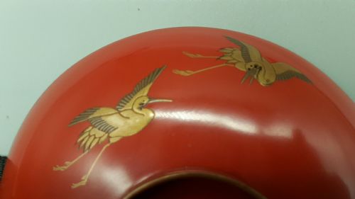 SET OF THREE EXQUISITE JAPANESE MEIJI LACQUER SAKE CUPS CRANES TERRAPINS - ADDITIONAL PHOTO 6