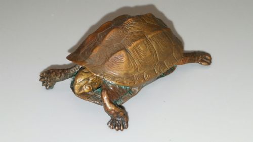 EXCELLENT MEIJI JAPANESE MINIATURE BRONZE OF A TURTLE - ADDITIONAL PHOTO 1