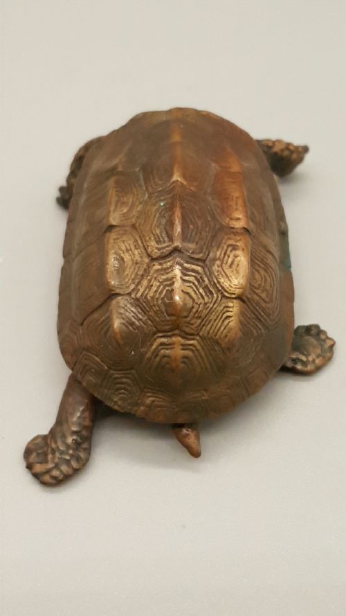 EXCELLENT MEIJI JAPANESE MINIATURE BRONZE OF A TURTLE - ADDITIONAL PHOTO 2