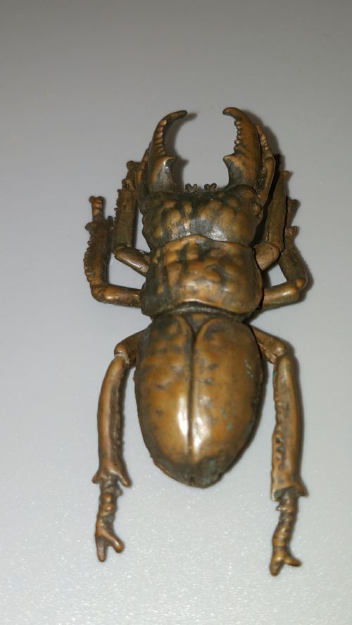 SUPERB JAPANESE MEIJI MINIATURE BRONZE OF A STAG BEETLE - ADDITIONAL PHOTO 2