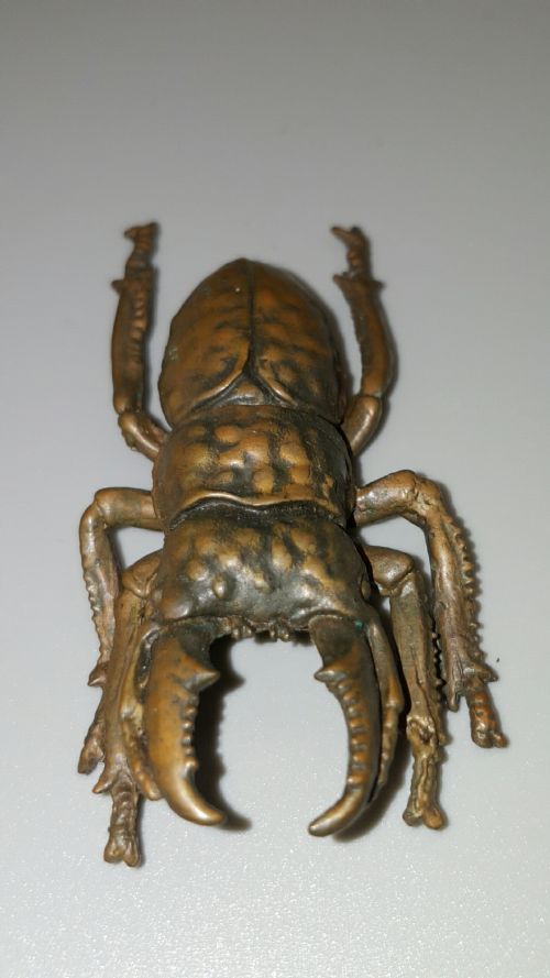 SUPERB JAPANESE MEIJI MINIATURE BRONZE OF A STAG BEETLE - ADDITIONAL PHOTO 3