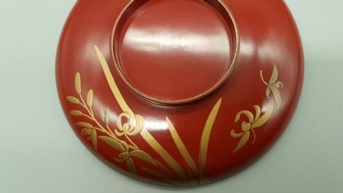 SET OF THREE JAPANESE MEIJI LACQUER SAKE CUPS IKEBANA FLOWER ARRANGING - ADDITIONAL PHOTO 5