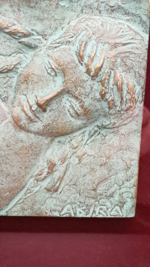 JAPANESE VINTAGE BRONZE RELIEF FRAMED PLAQUE OF NUDE WOMAN BY AKIRA TANAKA - ADDITIONAL PHOTO 5