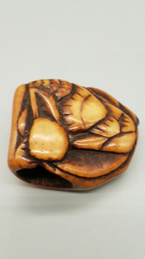 JAPANESE EDOMEIJI STAG ANTLER NETSUKE OF SEASHELLS - ADDITIONAL PHOTO 1