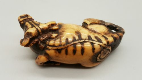 JAPANESE EDOMEIJI STAG ANTLER OX NETSUKE - ADDITIONAL PHOTO 1