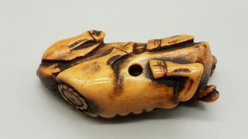 JAPANESE EDOMEIJI STAG ANTLER OX NETSUKE - ADDITIONAL PHOTO 2