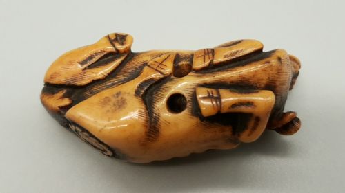 JAPANESE EDOMEIJI STAG ANTLER OX NETSUKE - ADDITIONAL PHOTO 5