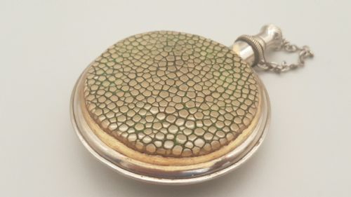 RARE VICTORIAN SHAGREEN COMBINATION POWDER COMPACT PERFUME BOTTLE - ADDITIONAL PHOTO 1