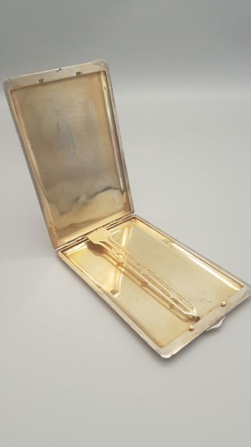 SUPERB SILVER 14K GOLD TORTOISESHELL ART DECO CIGARETTE CASE - ADDITIONAL PHOTO 2