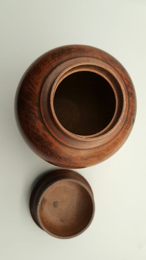 VICTORIAN TREEN FRUIT WOOD TEA CADDY WITH LACQUER DECORATION - ADDITIONAL PHOTO 5