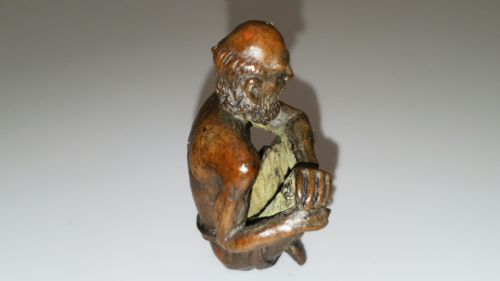 RARE MEIJI JAPANESE MINIATURE BRONZE OF SEATED ELDERLY HOLY MAN - ADDITIONAL PHOTO 5