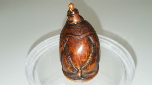 CHARMING JAPANESE EDO 18THC BOXWOOD NETSUKE OF CAPARISONED ELEPHANT - ADDITIONAL PHOTO 3