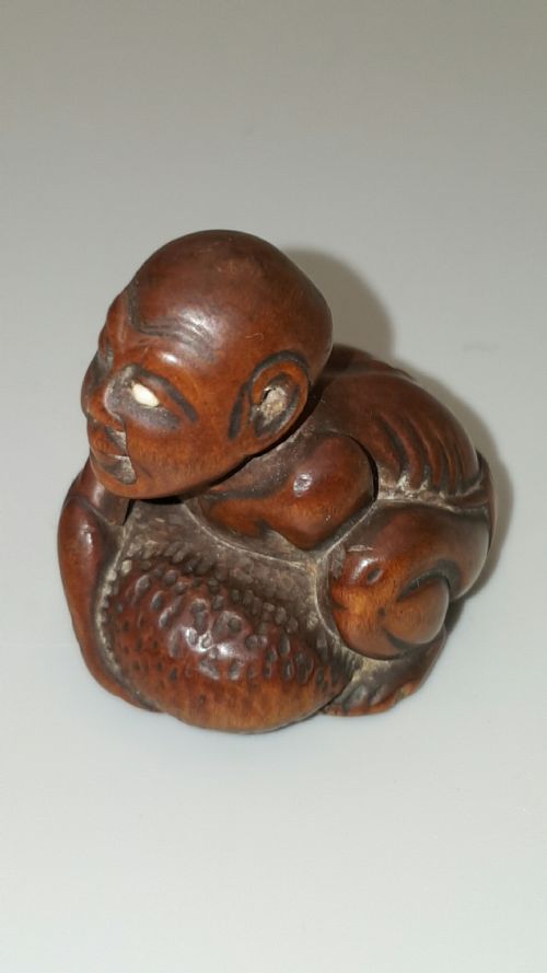 JAPANESE EDO MID 19THC NETSUKE OF BLIND STONE LIFTER - ADDITIONAL PHOTO 1