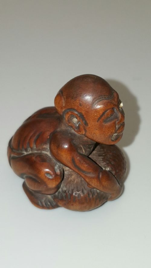 JAPANESE EDO MID 19THC NETSUKE OF BLIND STONE LIFTER - ADDITIONAL PHOTO 2