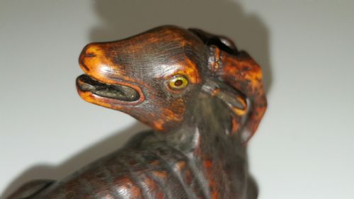 SUPERB JAPANESE MEIJI BOXWOOD NETSUKE OF A RECLINING STAG UNSIGNED - ADDITIONAL PHOTO 6