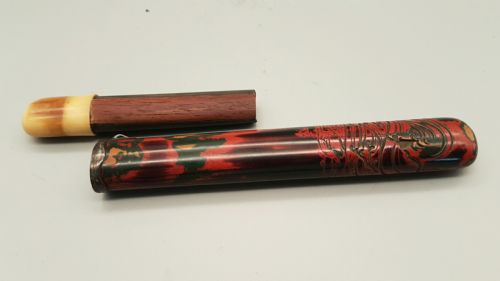 JAPANESE MEIJI 19THC BAMBOO PIPECASE WITH LACQUER CARVINGAD31122 - ADDITIONAL PHOTO 4
