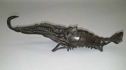 japanese meiji 19thc bronze shrimp water dropper - CATEGORY: ANTIQUE METAL - DATED 19TH CENTURY