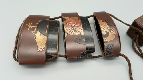 SUPERB JAPANESE EDO 18THC GOLD AND BROWN LACQUER TWOCASE INRO BY MITZUTANI SHUTOHO - ADDITIONAL PHOTO 6