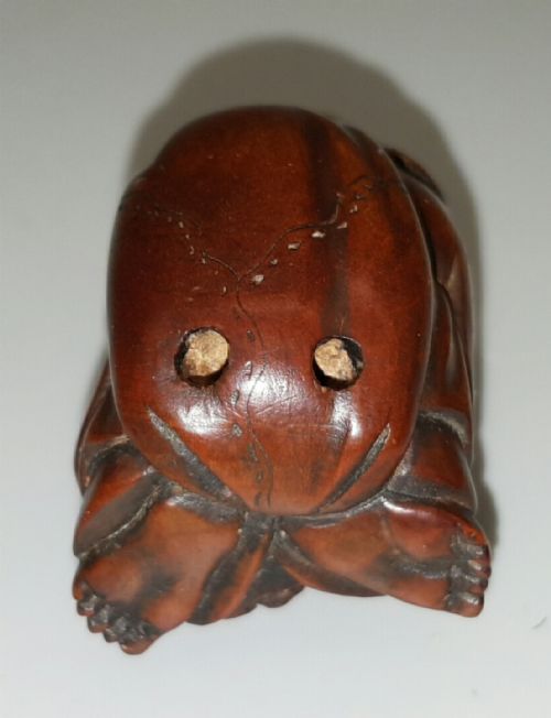 EXCELLENT JAPANESE MEIJI 19THC BOXWOOD NETSUKE OF HOTEI - ADDITIONAL PHOTO 4