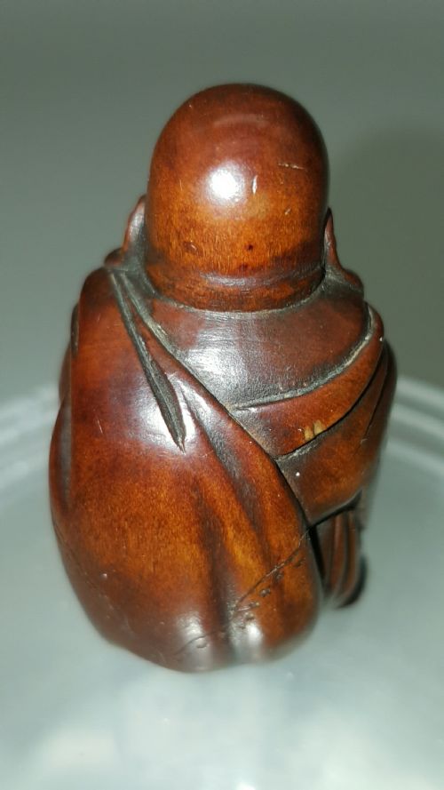 EXCELLENT JAPANESE MEIJI 19THC BOXWOOD NETSUKE OF HOTEI - ADDITIONAL PHOTO 6