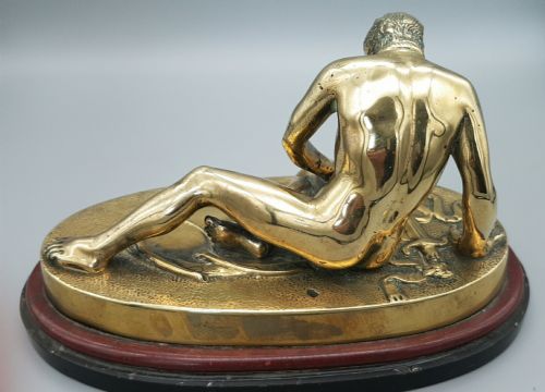 BEAUTIFUL ANTIQUE 'DYING GAUL' OR GLADIATOR BRASS SCULPTURE - ADDITIONAL PHOTO 1