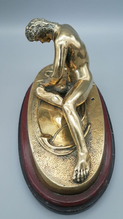 BEAUTIFUL ANTIQUE 'DYING GAUL' OR GLADIATOR BRASS SCULPTURE - ADDITIONAL PHOTO 3