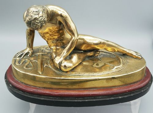 BEAUTIFUL ANTIQUE 'DYING GAUL' OR GLADIATOR BRASS SCULPTURE - ADDITIONAL PHOTO 4