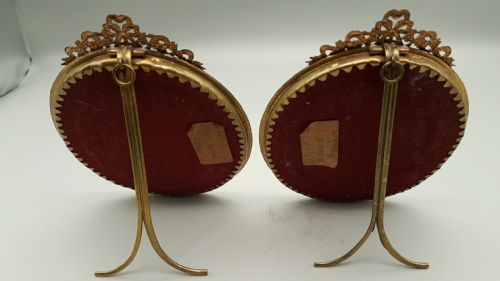 TWO MINIATURE PORTRAITS CA 1900 IN PERIOD GILT BRASS OVAL FRAMES - ADDITIONAL PHOTO 1