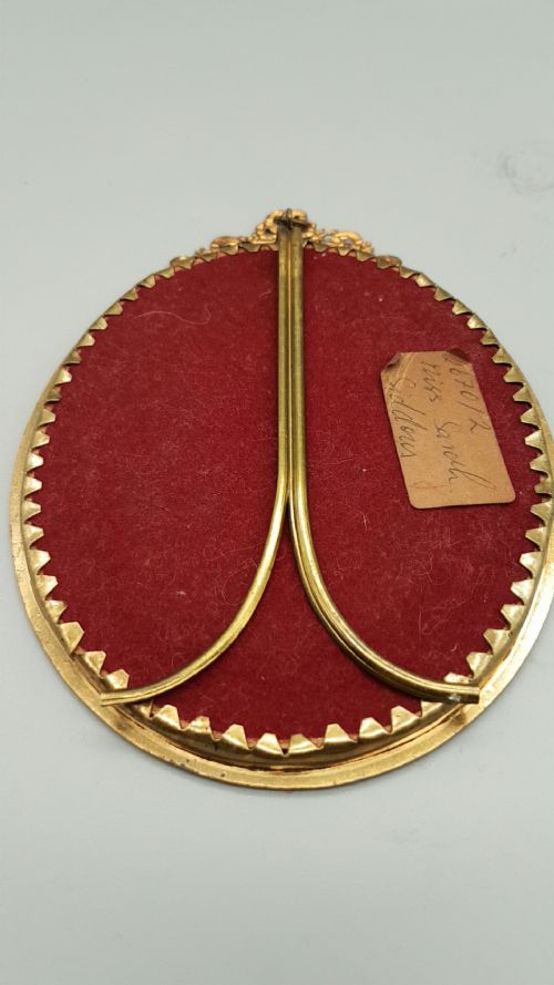 TWO MINIATURE PORTRAITS CA 1900 IN PERIOD GILT BRASS OVAL FRAMES - ADDITIONAL PHOTO 7