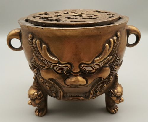 antique 19thc chinese threelegged bronze tea stove - CATEGORY: ANTIQUE METAL - DATED 19TH CENTURY