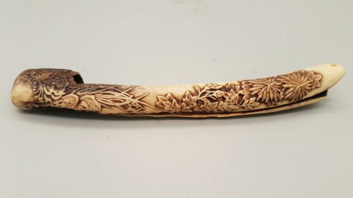 TWO JAPANESE EDO MID 19THC STAG ANTLER PIPECASES KISERUZUTSU AND PIPE - ADDITIONAL PHOTO 1