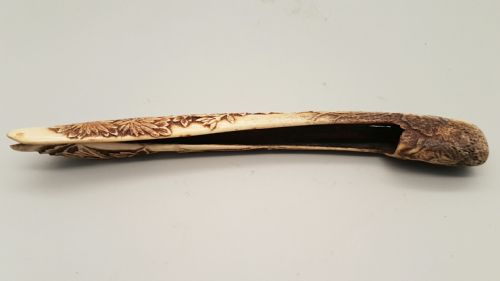 TWO JAPANESE EDO MID 19THC STAG ANTLER PIPECASES KISERUZUTSU AND PIPE - ADDITIONAL PHOTO 2