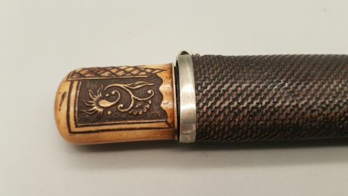 UNUSUAL JAPANESE MEIJI 19THC BAMBOO STAG ANTLER PIPECASE KISERUZUTSU - ADDITIONAL PHOTO 2