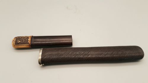 UNUSUAL JAPANESE MEIJI 19THC BAMBOO STAG ANTLER PIPECASE KISERUZUTSU - ADDITIONAL PHOTO 4