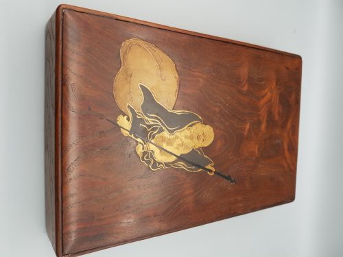 rare japanese meiji 19thc mulberry wood writing box suzuribako - CATEGORY: ANTIQUE BOXES - DATED 19TH CENTURY