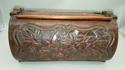 antique meiji 19thc japanese carved wooden treen0 document box - CATEGORY: ANTIQUE BOXES - DATED 19TH CENTURY