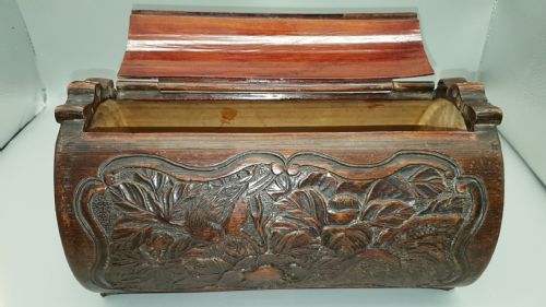 ANTIQUE MEIJI 19THC JAPANESE CARVED WOODEN TREEN0 DOCUMENT BOX - ADDITIONAL PHOTO 2