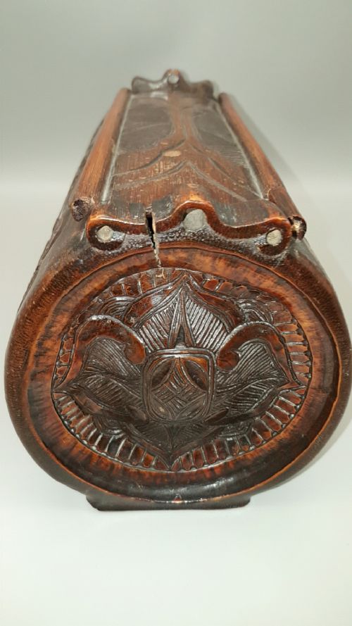 ANTIQUE MEIJI 19THC JAPANESE CARVED WOODEN TREEN0 DOCUMENT BOX - ADDITIONAL PHOTO 4