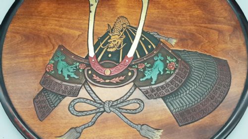 BEAUTIFUL JAPANESE VINTAGE SHOWA HANGING CARVED STAINED WOODEN PLAQUE CELEBRATING CHILDRENS FESTIVALS - ADDITIONAL PHOTO 1