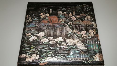 BEAUTIFUL JAPANESE MEIJI 19THC RADEN MOTHEROFPEARL BLACK LACQUER STORAGE BOX - ADDITIONAL PHOTO 5