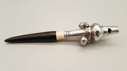 antique georgian 18thc silver babys rattle whistle teether - CATEGORY: ANTIQUE SILVER - DATED GEORGIAN