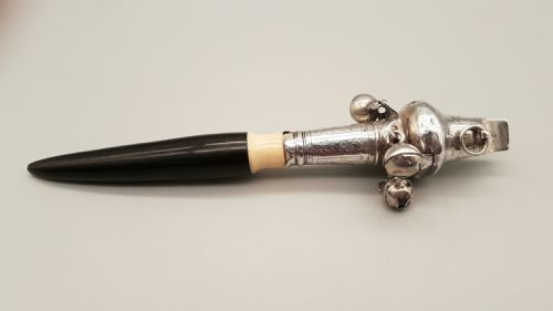 ANTIQUE GEORGIAN 18THC SILVER BABYS RATTLE WHISTLE TEETHER - ADDITIONAL PHOTO 1