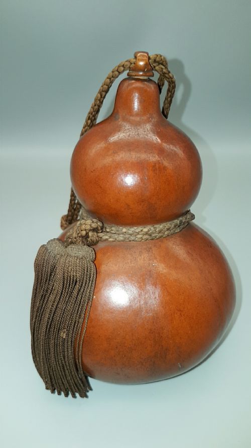 SUPERB JAPANESE MEIJI 19THC HYOTAN DOUBLE GOURD SAKE FLASK TOKKURI - ADDITIONAL PHOTO 1